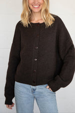Chocolate brown cardigan sweater womens fashion Boltranchstore.com Ballerina Farm clothing utah free shipping