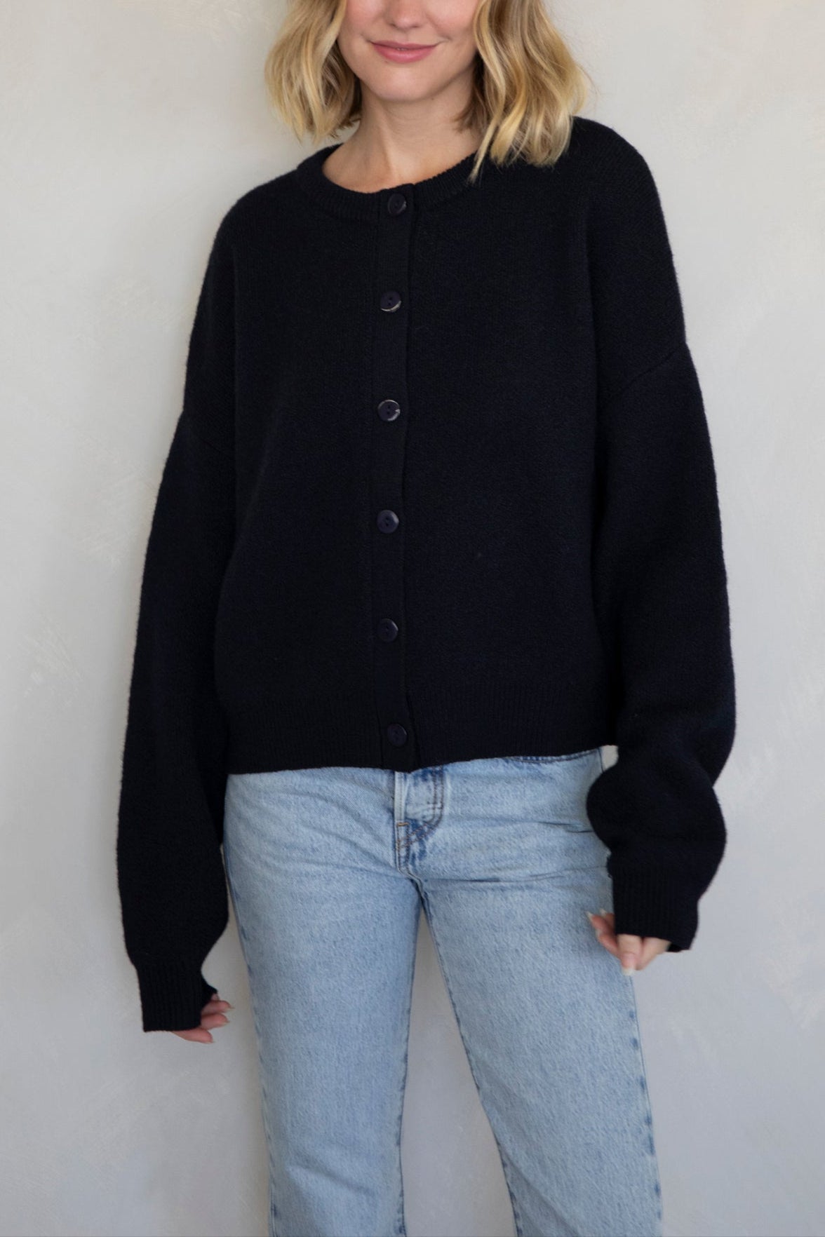 Navy Alyssa Cardigan by Things Between at Boltranchstore.com ballerina farms clothing sweater fall free shipping