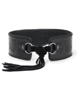 Stetson x THE GREAT Tooled Corset Belt Black statement western belt for dresses and knits rodeo ready Park City