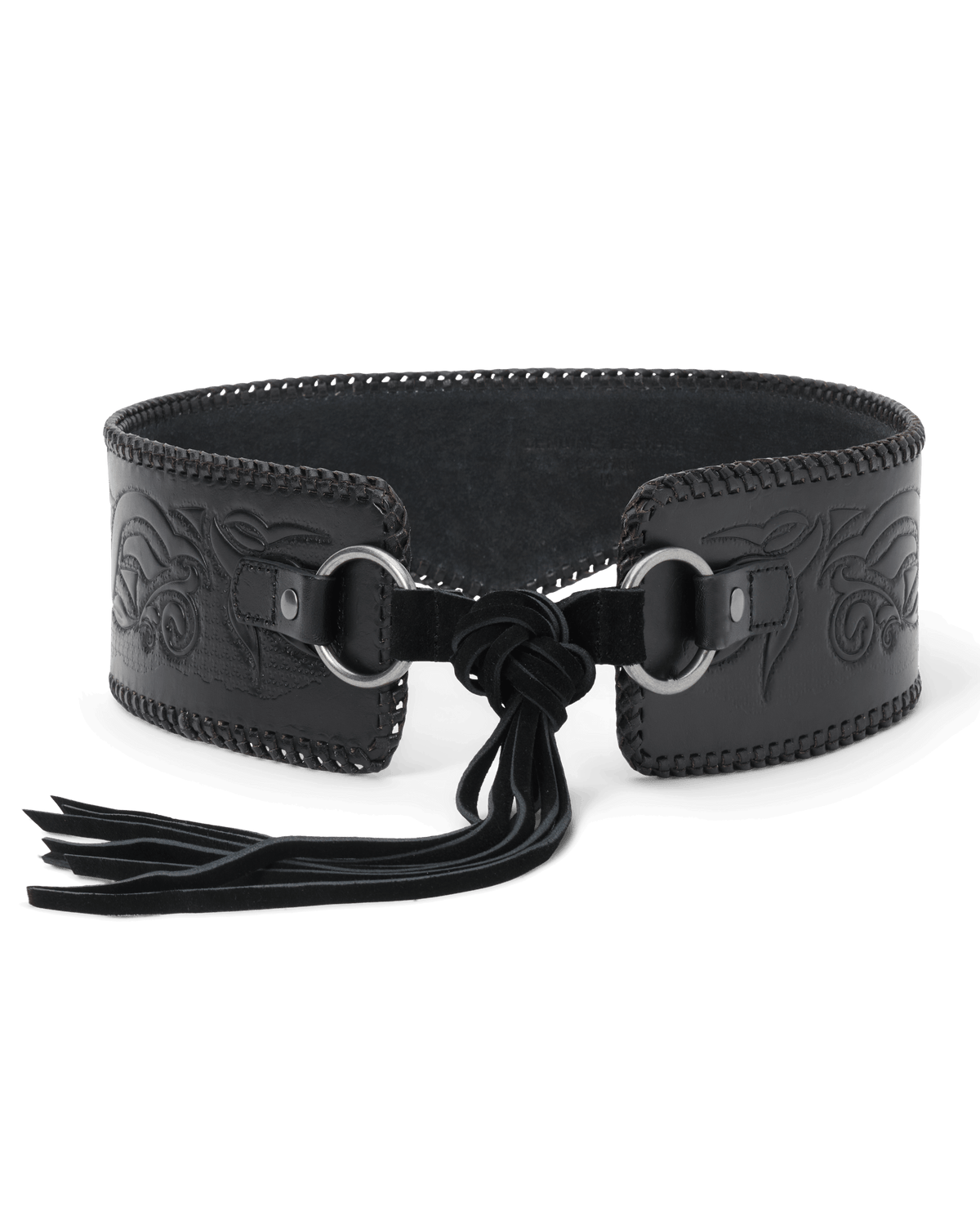 Stetson x THE GREAT Tooled Corset Belt Black statement western belt for dresses and knits rodeo ready Park City