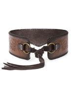 Stetson x THE GREAT Tooled Corset Belt Burnished Brown top grain leather western belt rodeo ready Park City