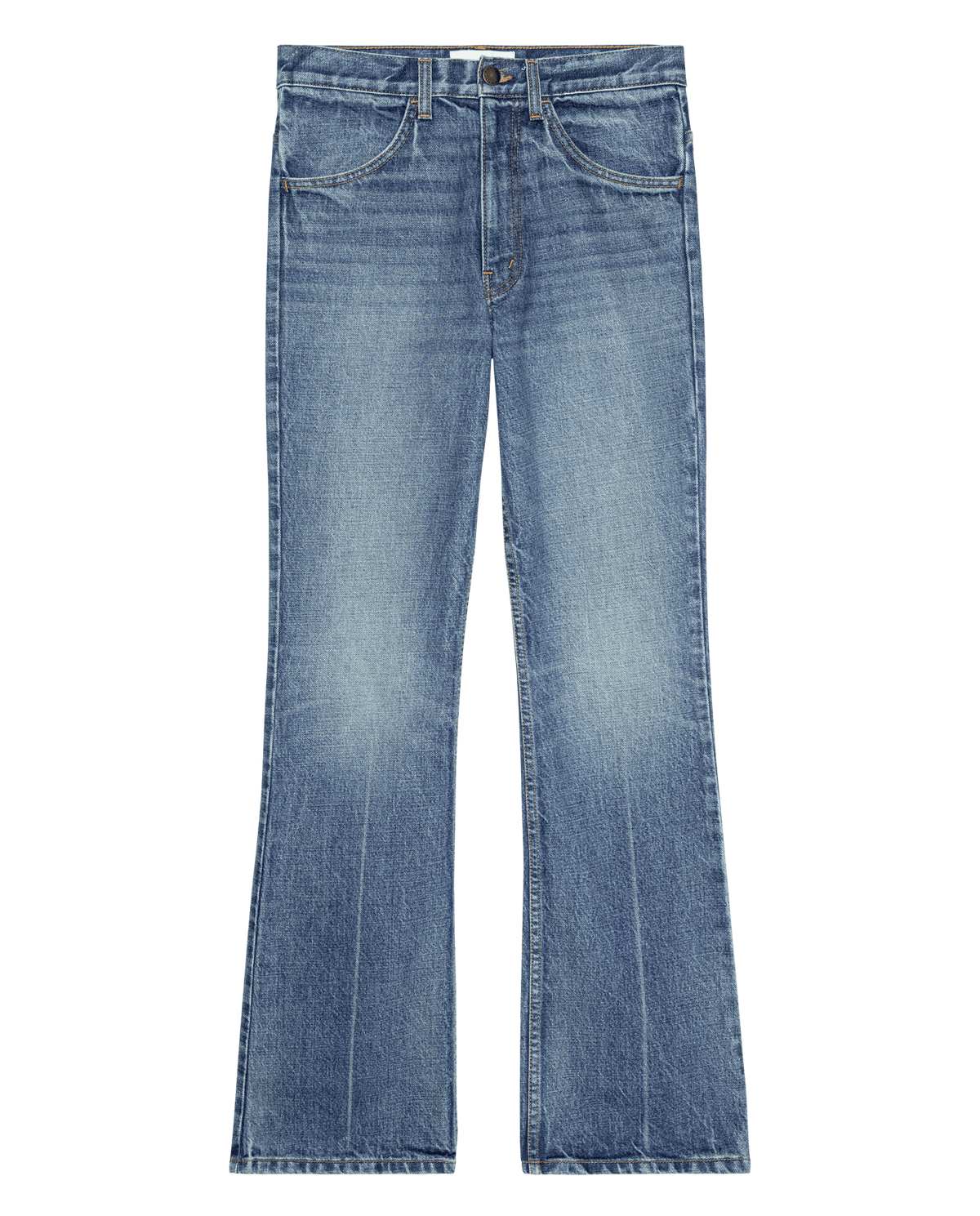 Womens fashion western clothing Utah boutique THE GREAT The Smith High Rise Slim Bell Jean Fairfield Wash With Bleach Crease SKU B153027FFWHB Boltranchstore com free shipping