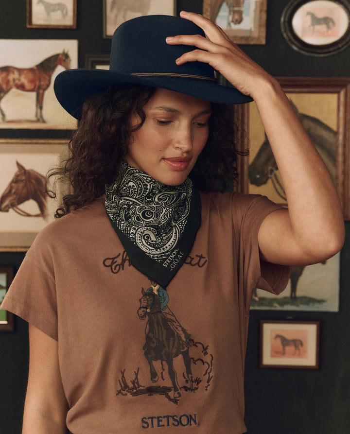 Stetson x THE GREAT Black Paisley Scarf Black