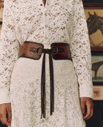 Stetson x THE GREAT Tooled Corset Belt Burnished Brown burnished brown tooled leather corset belt womens western boutique Utah SKU 9437790