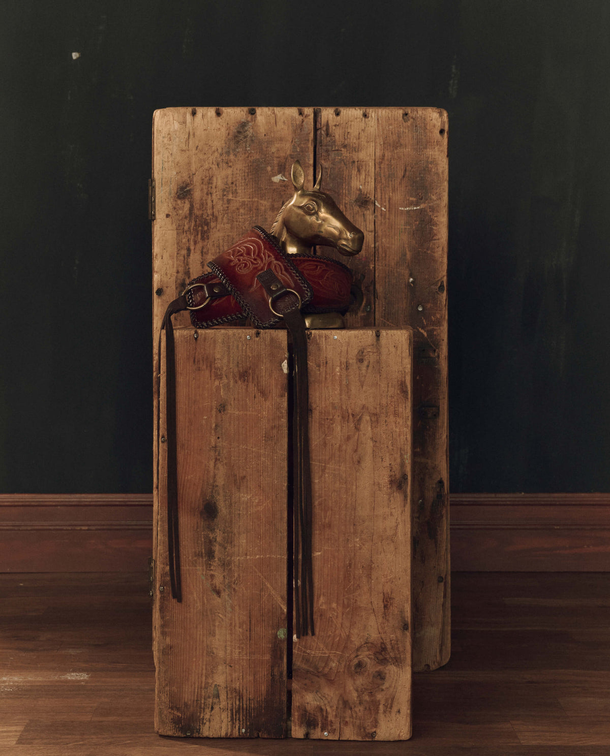 Stetson x THE GREAT Tooled Corset Belt Burnished Brown decorative tooling with stitched edges cowgirl style