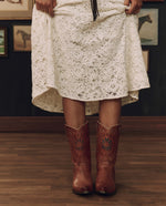 Stetson x THE GREAT Southwest Cowboy Boot Chestnut with Turquoise Sunburst snip toe with a 10 inch shaft western clothing