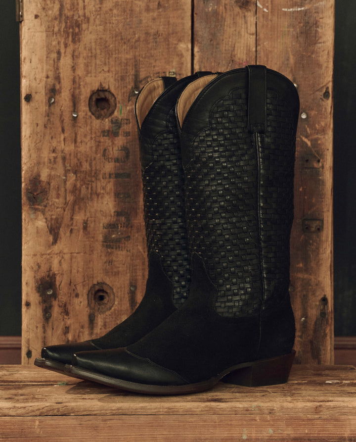 Stetson x THE GREAT Black Basket Weave Boot