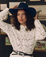 Stetson x THE GREAT Relic Lace Western Shirt cream heirloom lace western shirt womens western boutique Utah SKU T1374068