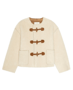 The Great Woodside Toggle Coat Cream plush cream jacket with brown suede toggle closures womens western boutique Utah SKU J439048CREAM