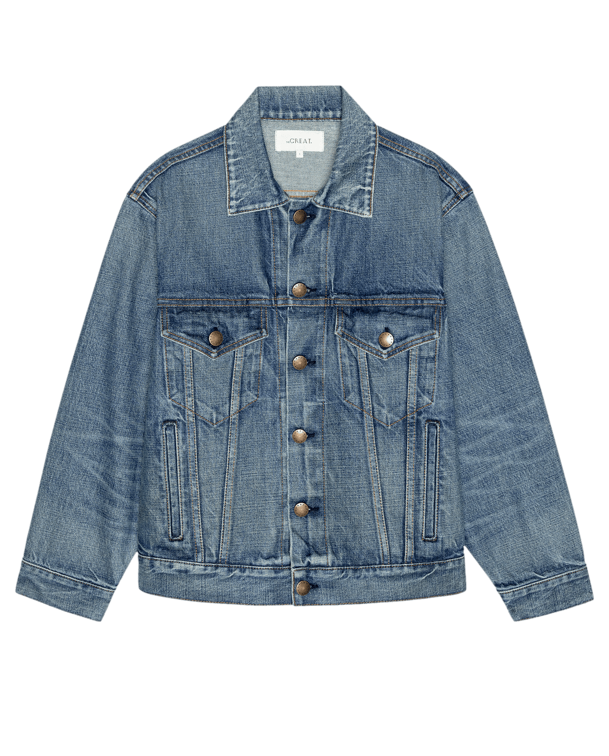 Womens fashion western clothing Utah boutique THE GREAT The Atlantic Oversized Jacket Motor Wash SKU J447027MTRWH Boltranchstore com free shipping