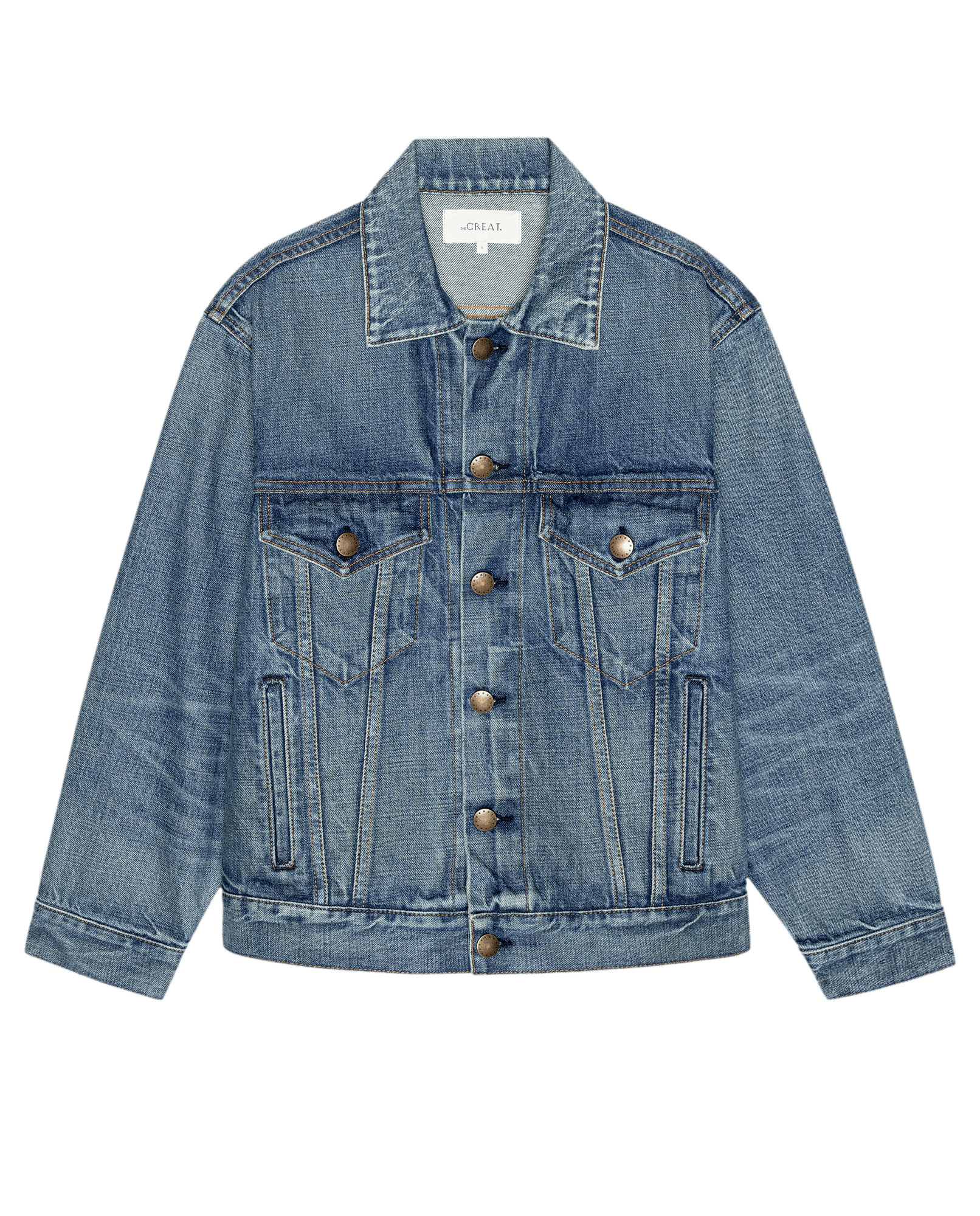 Womens fashion western clothing Utah boutique THE GREAT The Atlantic Oversized Jacket Motor Wash SKU J447027MTRWH Boltranchstore com free shipping