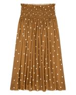 The Great Canary Skirt Copper Bubble Dot copper silk twill skirt with white polka dots womens western boutique Utah SKU K123039COBBD