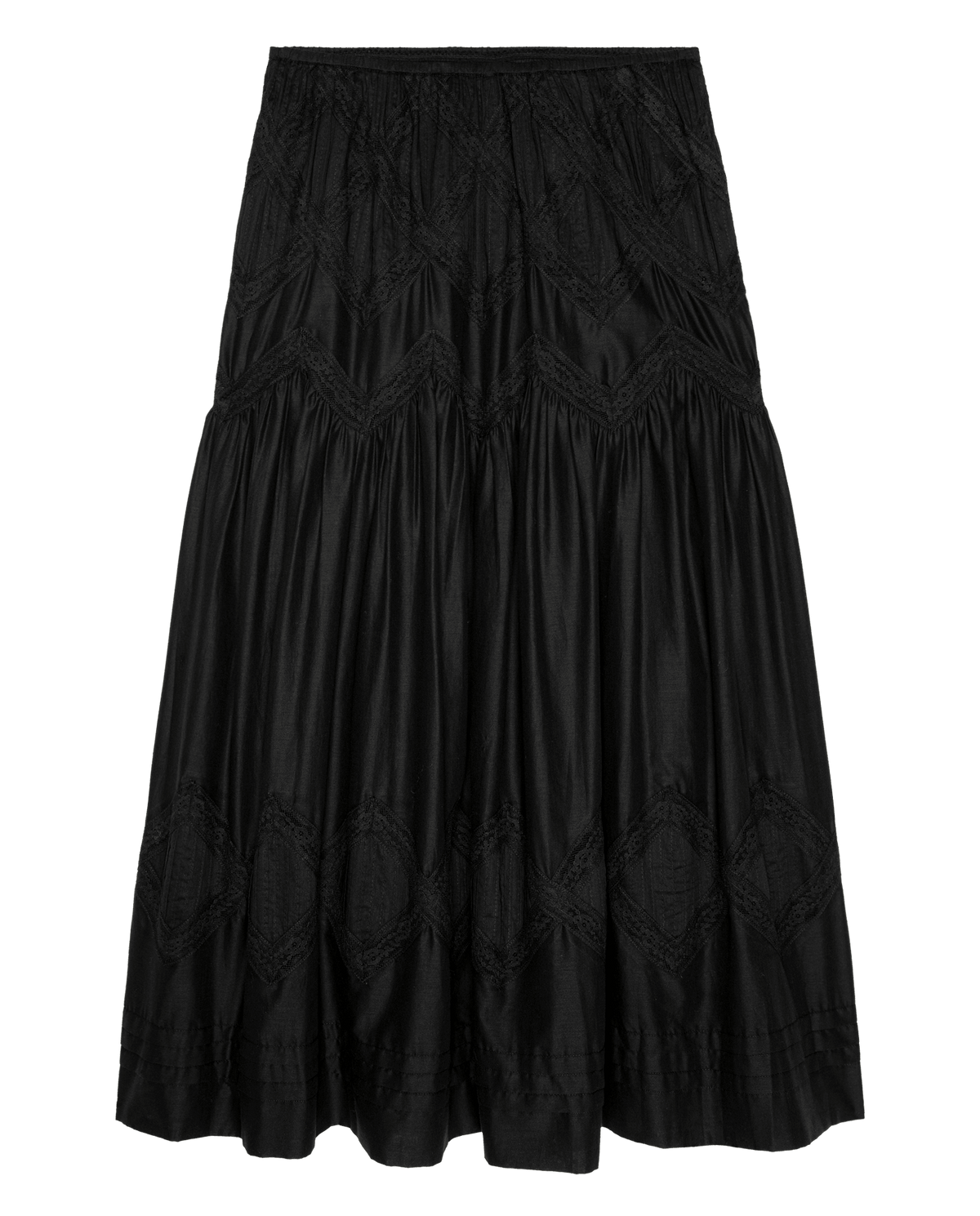 Womens fashion western clothing Utah boutique THE GREAT The Lattice Lace Victorian Skirt Black SKU K189065BLACK Boltranchstore com free shipping