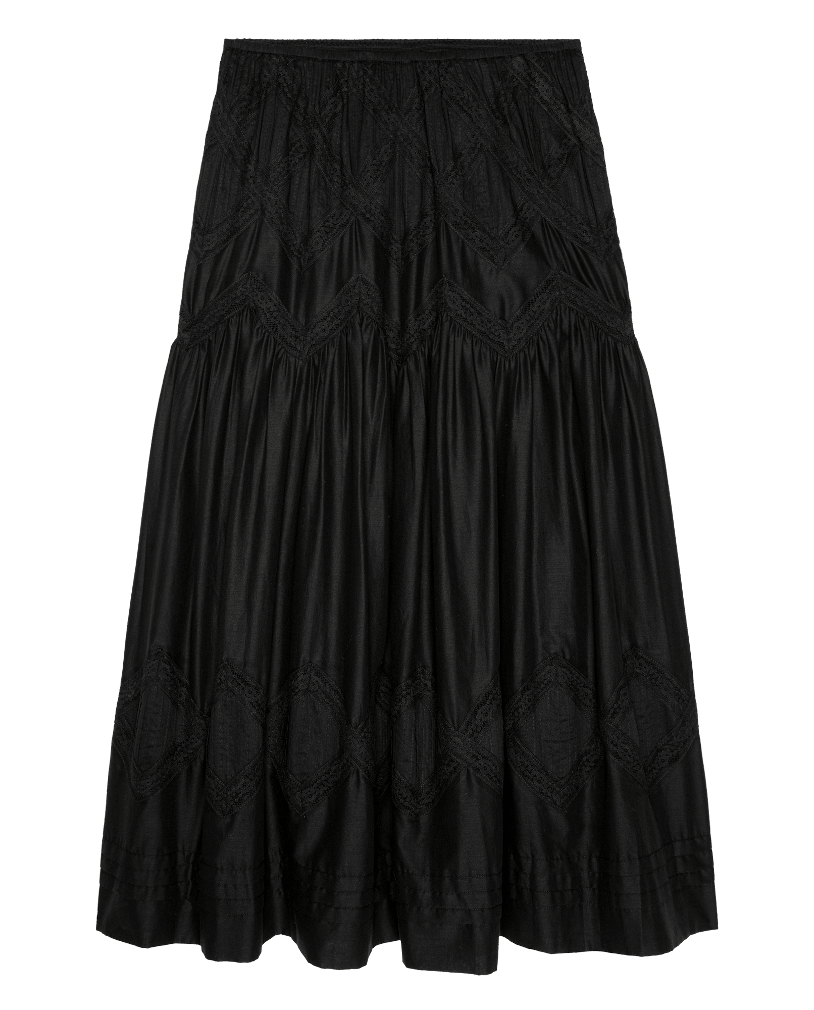 Womens fashion western clothing Utah boutique THE GREAT The Lattice Lace Victorian Skirt Black SKU K189065BLACK Boltranchstore com free shipping