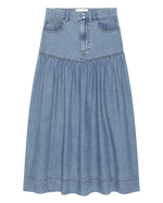Womens fashion western clothing Utah boutique THE GREAT The Western Yoke Skirt Oldham Wash SKU K195030OLDHM Boltranchstore com free shipping