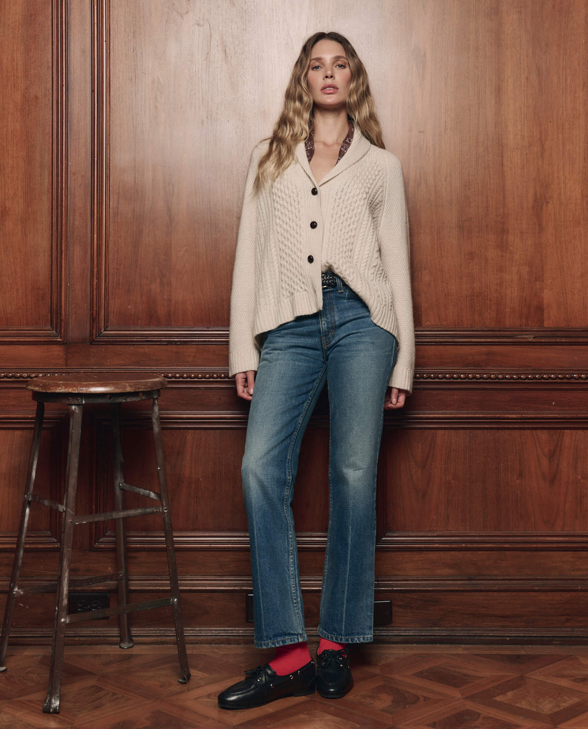 Western clothing womens fashion Utah rodeo THE GREAT The Cashmere Cable Lodge Cardigan Cream SKU S529522CREAM Boltranchstore com free shipping