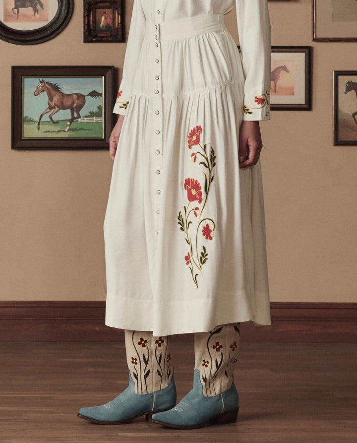 Stetson x The Great Western Embroidered Highland Skirt womens cream western skirt cowgirl Boltranchstore.com free shipping