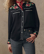 The Great Heirloom Rose Western Shirt embroidered rose snapup front and long sleeve with embroidered roses on the cuffs available at boltranchstore.com