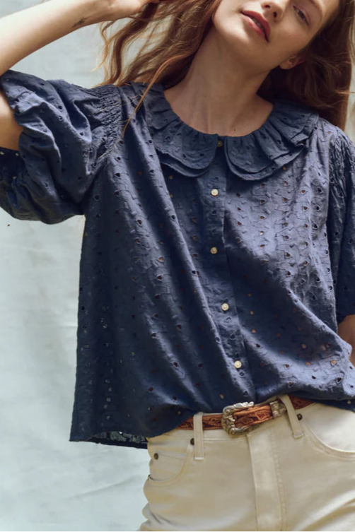 The Great Artisan Top riverside blue womens short sleeve top available at bolt ranch store