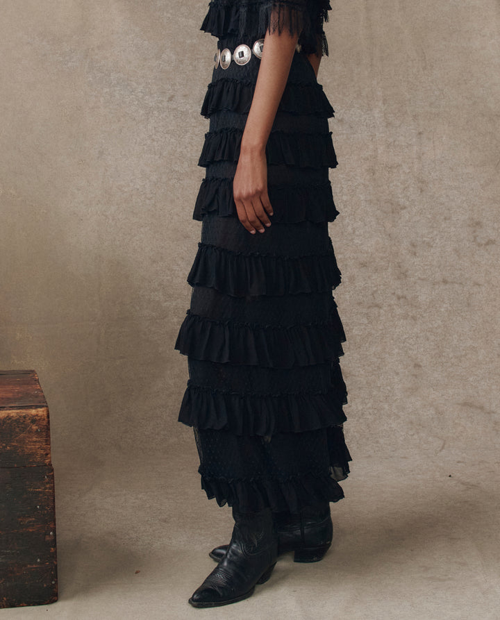 The GREAT The Winter Mesh Flounce Skirt