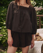 The Great Eyelet Button Sleep Top in black  free shipping at boltranchstore.com