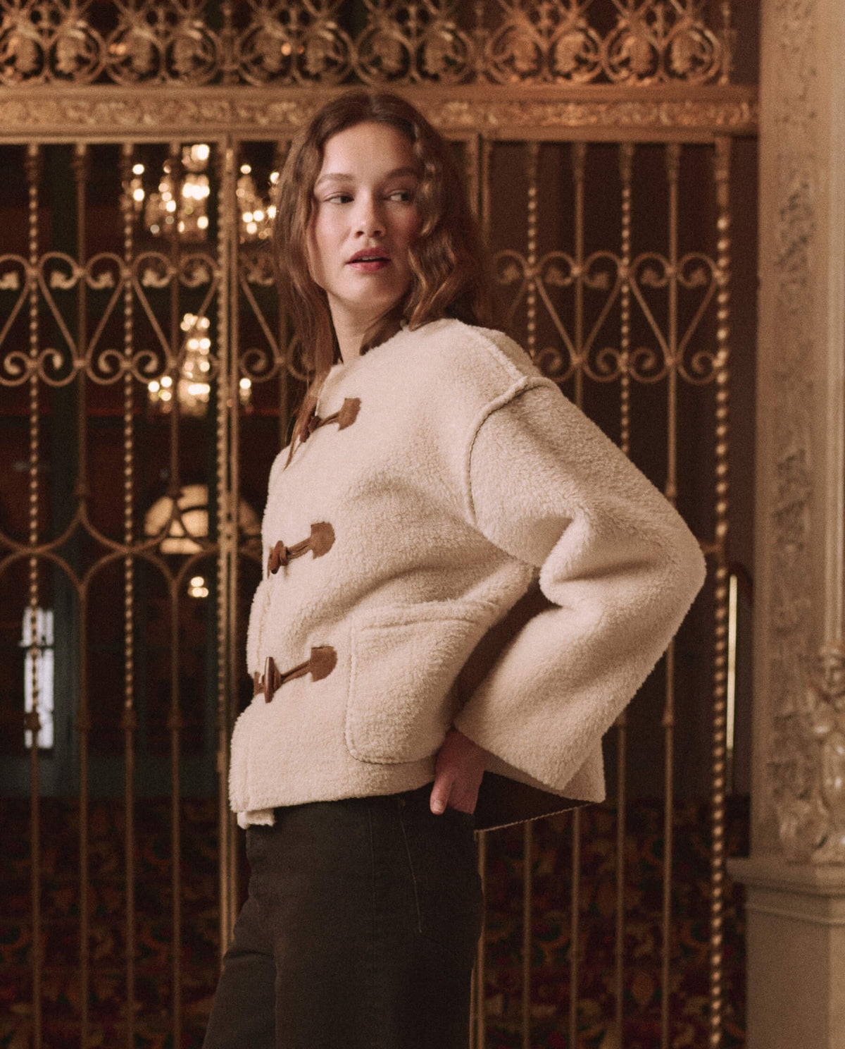 The Great Woodside Toggle Coat Cream roomy patch pockets and dropped shoulders ranch wear