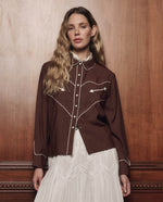 Western clothing womens fashion Utah rodeo THE GREAT The Western Shirt Brown SKU T1374933BROWN Boltranchstore com free shipping