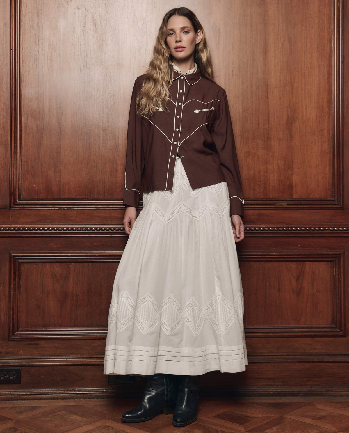 Utah womens western boutique womens fashion THE GREAT The Western Shirt Brown SKU T1374933BROWN Boltranchstore com free shipping