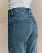 Womens western boutique rodeo western clothing THE GREAT The Smith High Rise Slim Bell Jean Fairfield Wash With Bleach Crease SKU B153027FFWHB Boltranchstore com free shipping