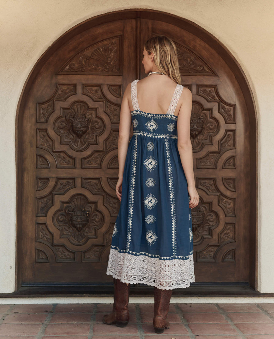 The Great The Sparrow Dress In Mineral in stock summer 2026 The GREAT blue summer lace dress western style womens fashion Boltranchstore.com