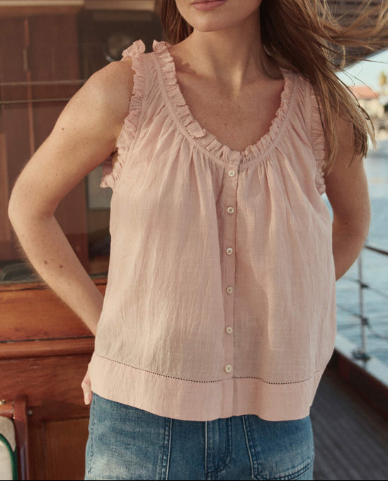 The GREAT Vignette Top in petal  pink top button down sleeveless top at bolranchstore.com free shipping trending top spring 2026 