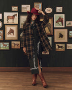 Stetson x THE GREAT Fringe Coat caramel and black frontier plaid wool blend blanket coat womens western boutique Utah SKU J448066