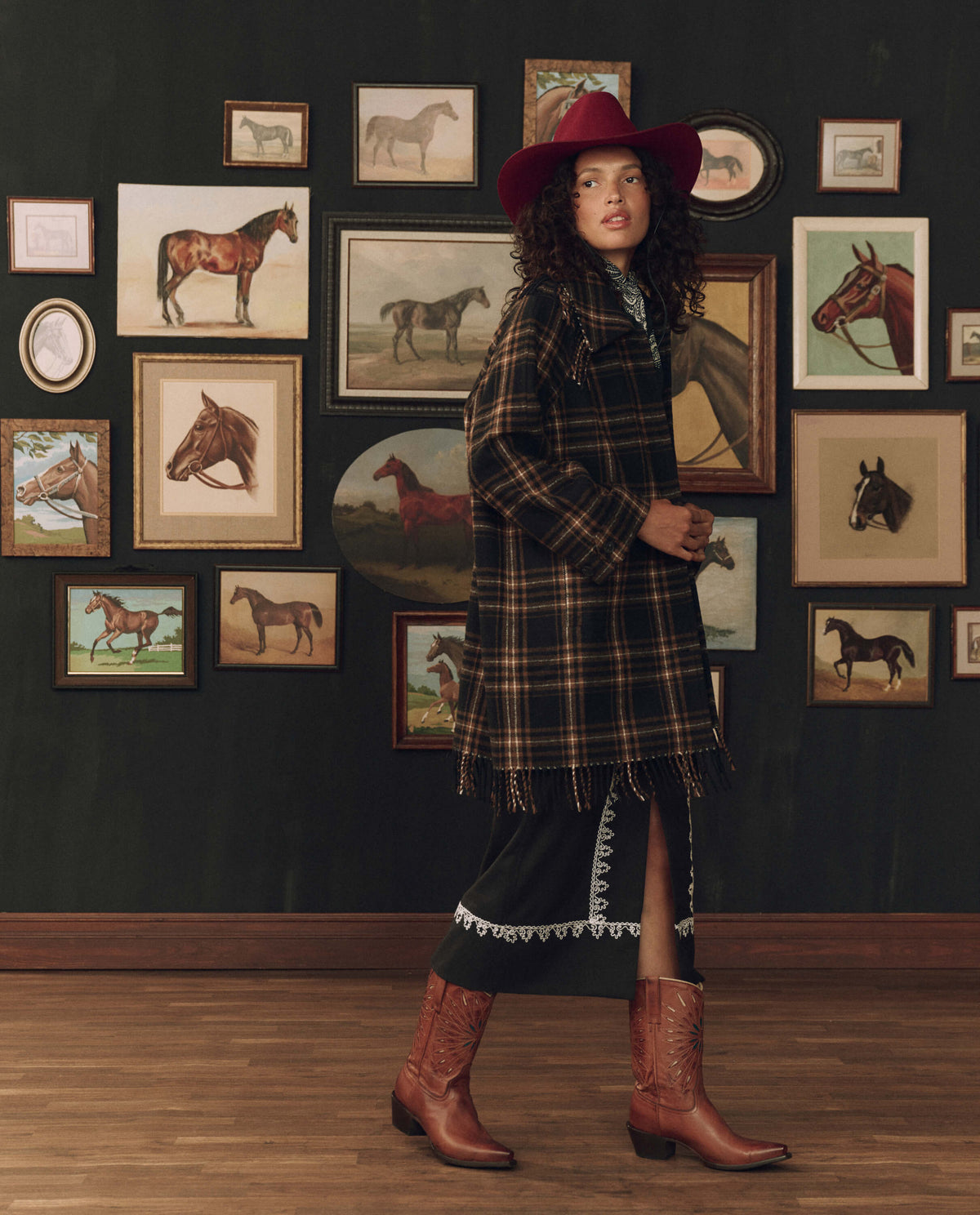 Stetson x THE GREAT Fringe Coat oversized silhouette with cropped raglan sleeves western clothing