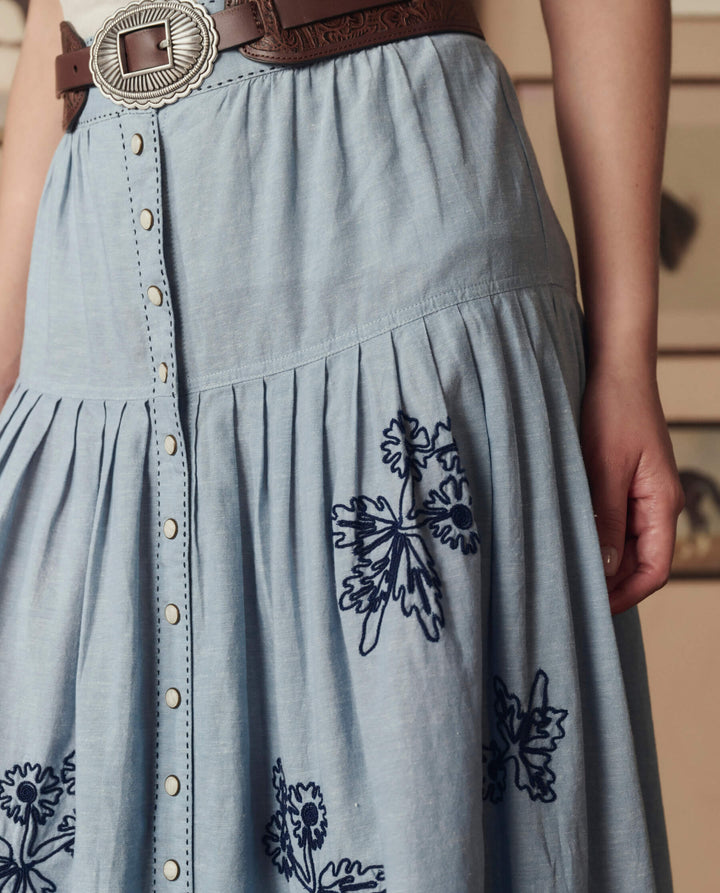 Stetson and The GREAT Chambray Embroidered Highland Skirt