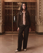 The Great Crochet Collar Cardigan Chocolate Brown soft cold weather sweater for cowgirl style in Kamas