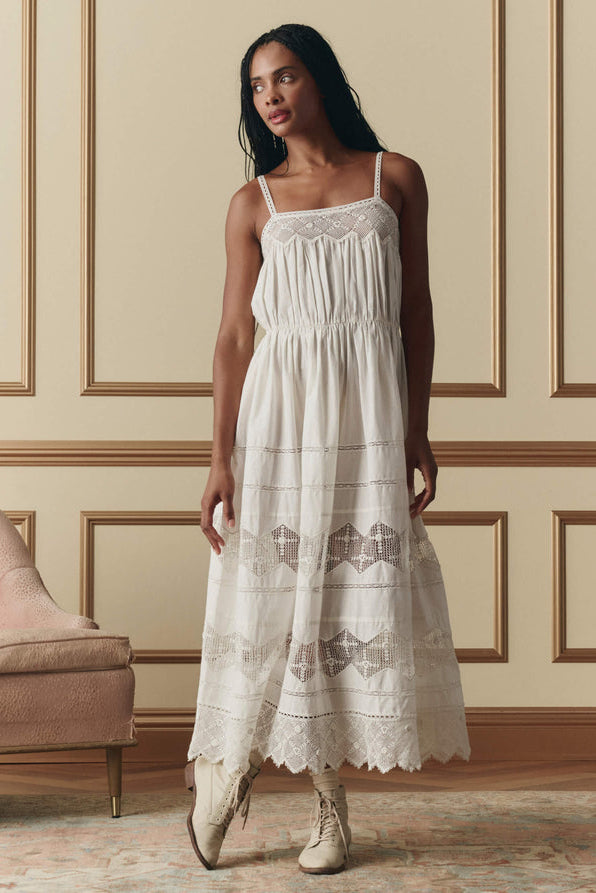 The GREAT Rosette Crochet Dress in Cream