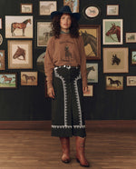 Stetson x THE GREAT College Sweatshirt with Stetson Graphic signature slit at the left cuff cowgirl style