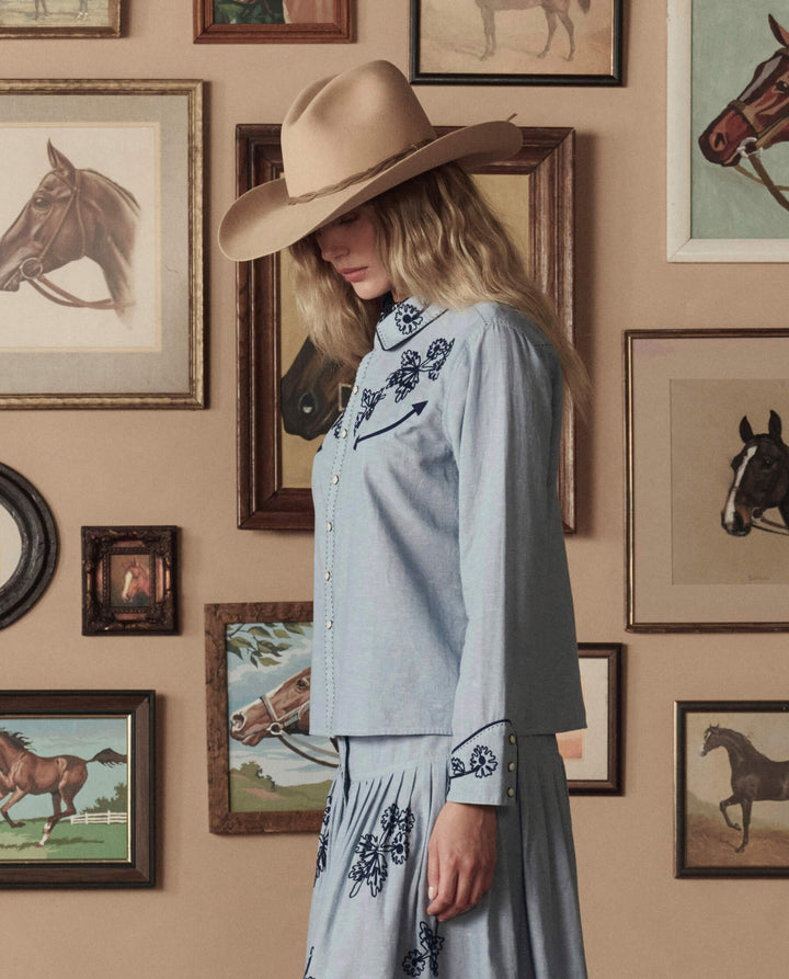 Stetson x The GREAT Chambray Embroidered Western Shirt