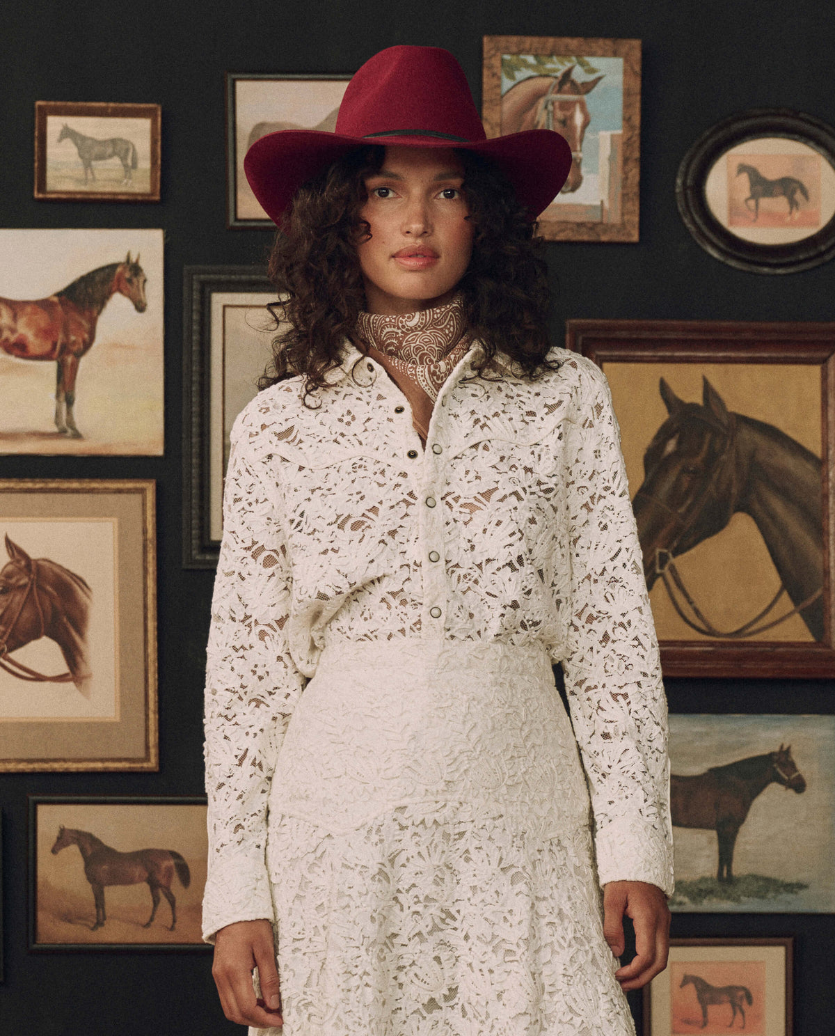 Stetson x THE GREAT Relic Lace Western Shirt boxy relaxed silhouette with crisp shirt collar western clothing
