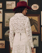 Stetson x THE GREAT Relic Lace Western Shirt worn with a dark felt cowboy hat western fashion Kamas Utah