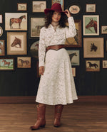 Stetson x THE GREAT Relic Lace Western Shirt tailored sleeve cuffs on a long sleeve lace top cowgirl style