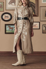 Stetson x The Great Western Embroidered Herd Dress in Sandstone womens western clothing dress popular viral In-stock Boltranchstore.com