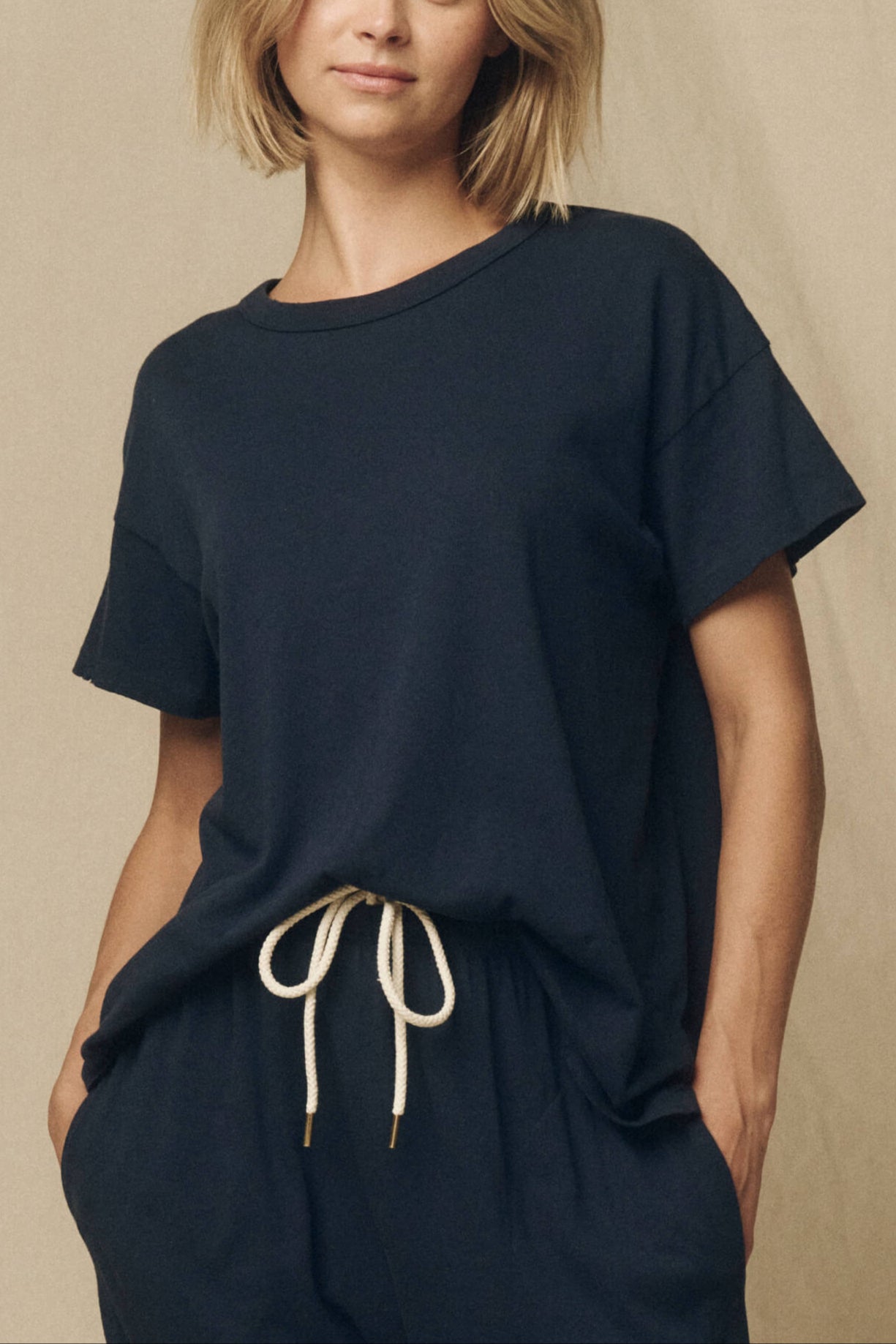 The Great The Boxy Crew  Look 76 spring 2025 the great womens t shirt true navy free shipping buy now at Bolt Ranch Store