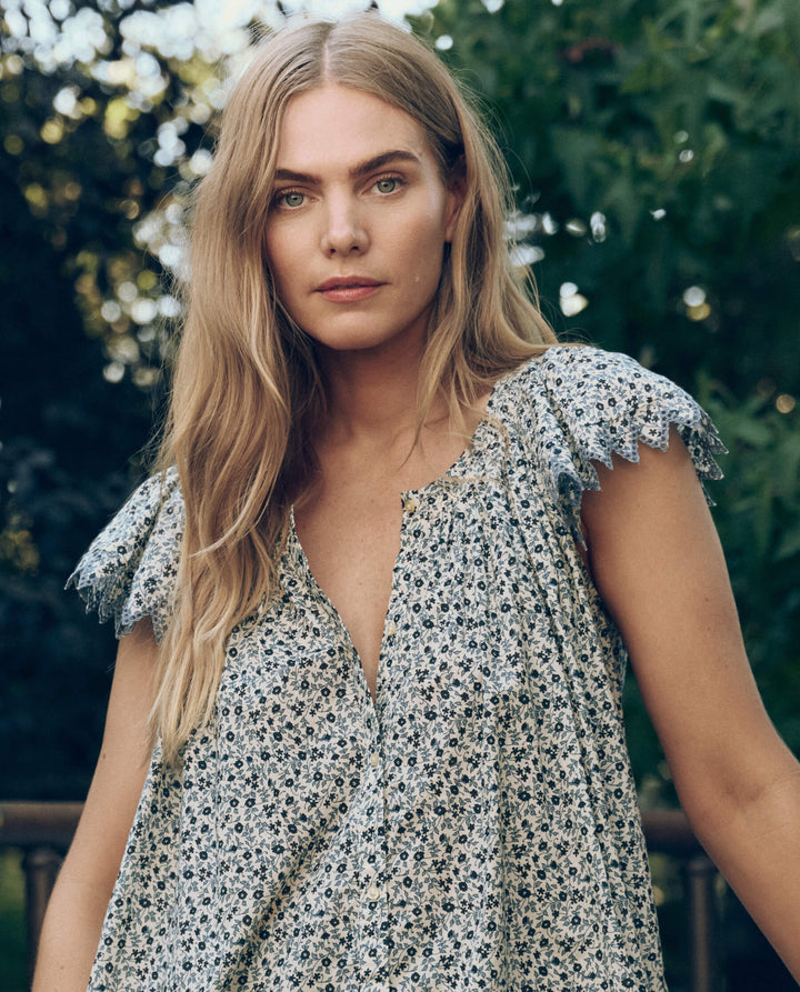 The GREAT The Flutter Sleeve Eyelet Top