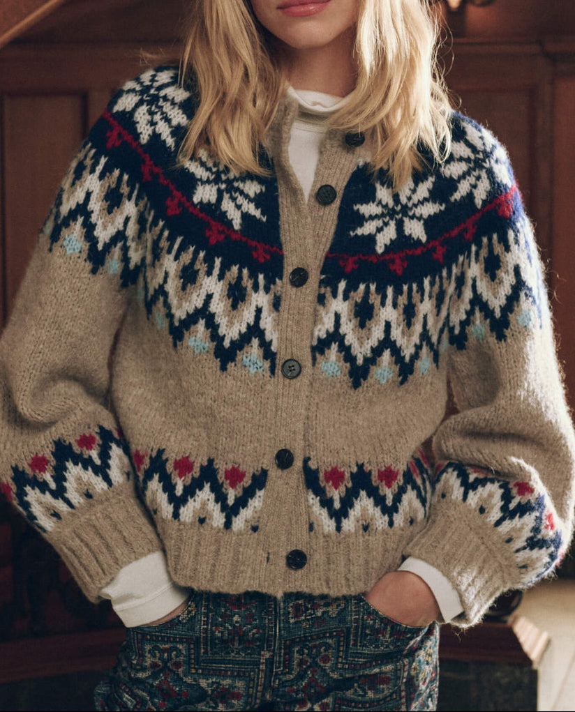 THE GREAT Winter Fairisle Cardigan in Snowflake