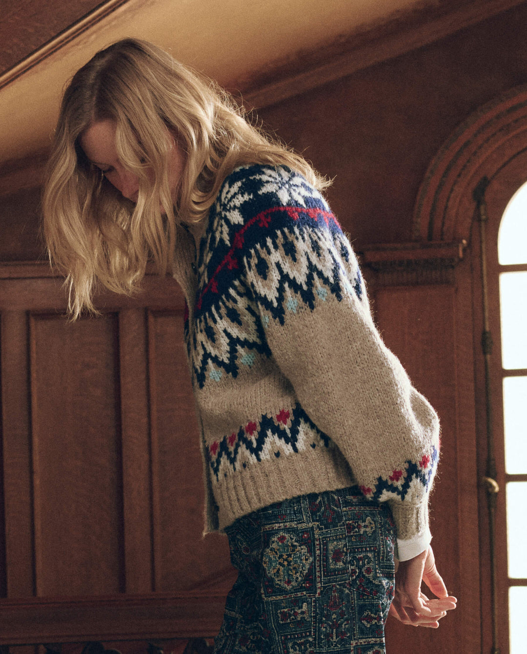 THE GREAT Winter Fairisle Cardigan in Snowflake