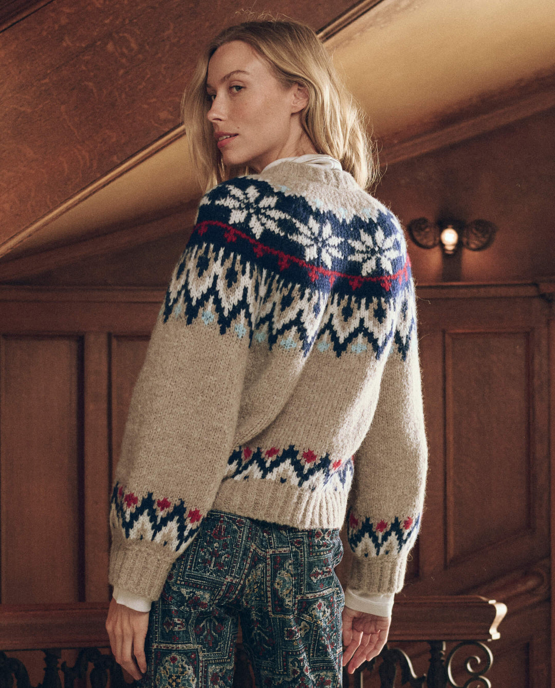 THE GREAT Winter Fairisle Cardigan in Snowflake
