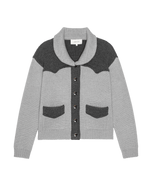 The Great Western Cardigan Two Tone Heather Grey light grey wool blend knit with charcoal western yoke womens western boutique Utah SKU S589025TTHRG