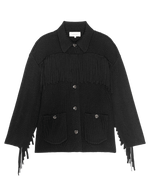 The Great Western Fringe Sweater Jacket Black black wool blend knit jacket with fringe trim womens western boutique Utah SKU S591025BLACK
