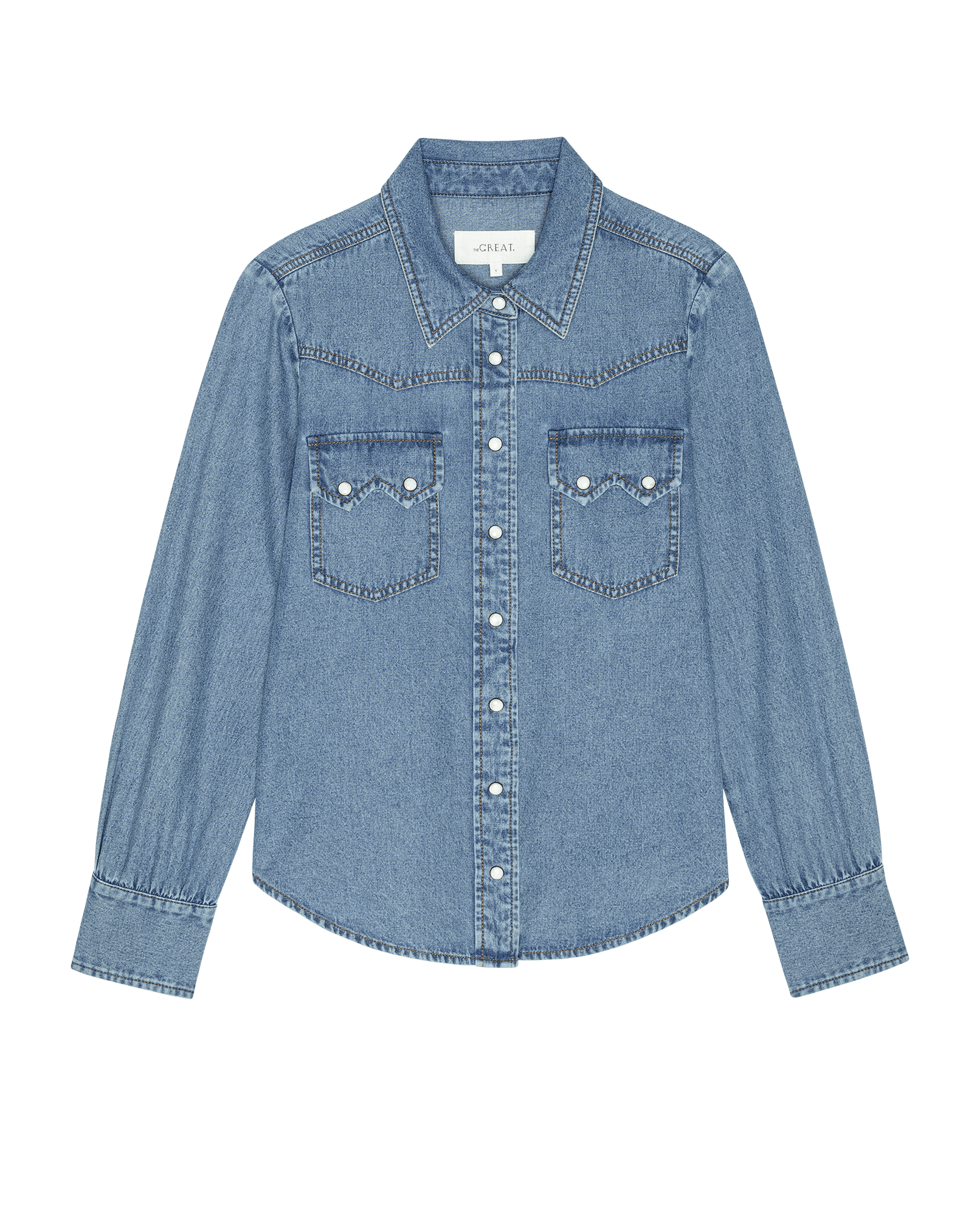 Womens fashion western clothing Utah boutique THE GREAT The Howdy Top Oldham Wash SKU T1344030OLDHM Boltranchstore com free shipping